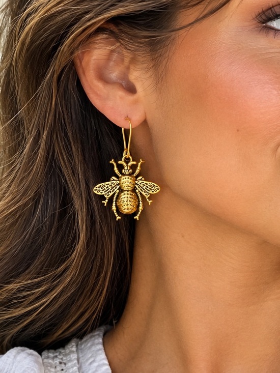 The Unbranded Brand Jewelry - New! Large Gold Bee Earrings Holiday Gift